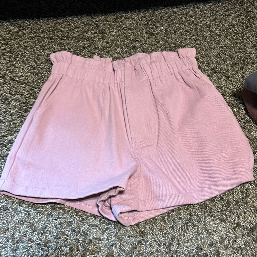 pink high waisted jean shorts